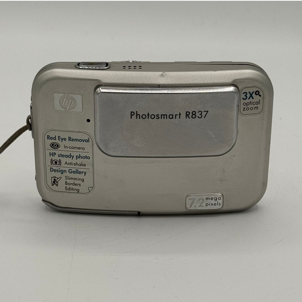 HP Photosmart R837 Digital Camera Silver 7.2MP 3x Optical Zoom Fujinon Lens